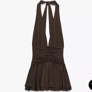 Zara Brown Halter Mini Dress